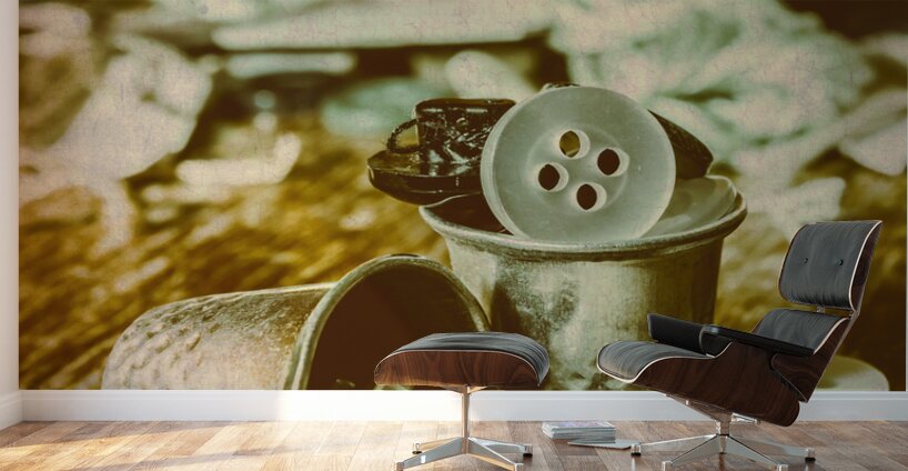 Retro craft buckets Wall Murals