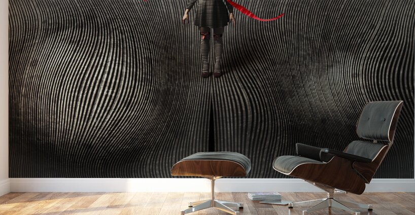 Vintage fantasy girl walking the path of creation Wall Murals