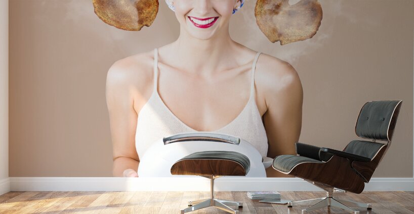 Cafe pinup serving up hearty breakfast Wall Murals