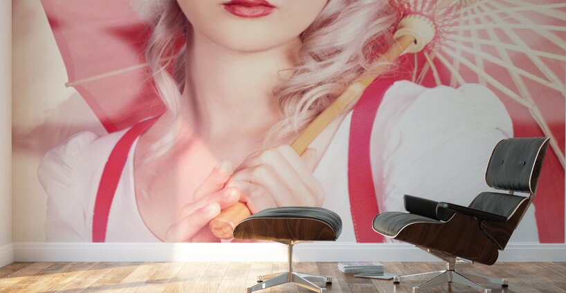 Sexy blonde vintage pinup girl. Field of dreams Wall Murals