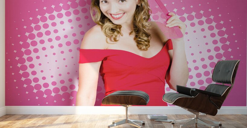 Beautiful retro woman. Salon hairstyle pin-ups Wall Murals