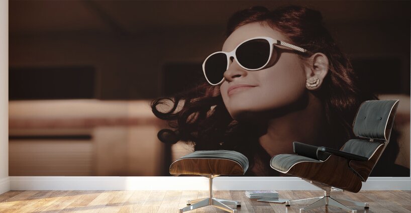 Attractive young pin up woman with old hairstyle Wall Murals