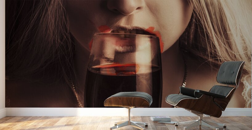 Vampire girl with holding glass of blood Wall Murals