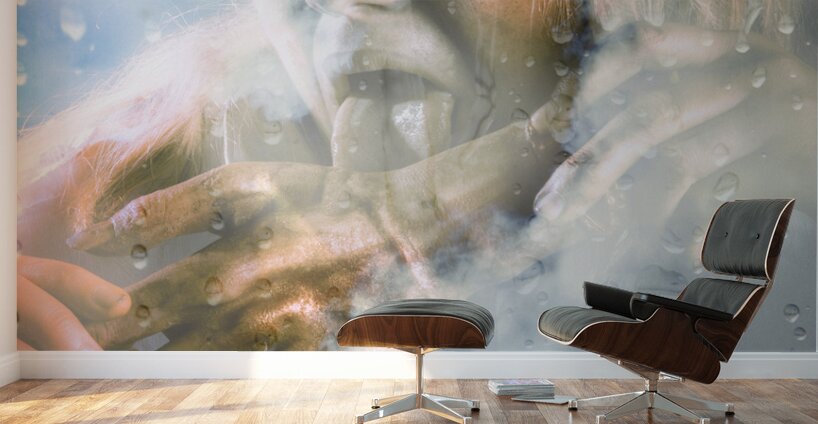 Scary horror zombie licking human hand at window Wall Murals