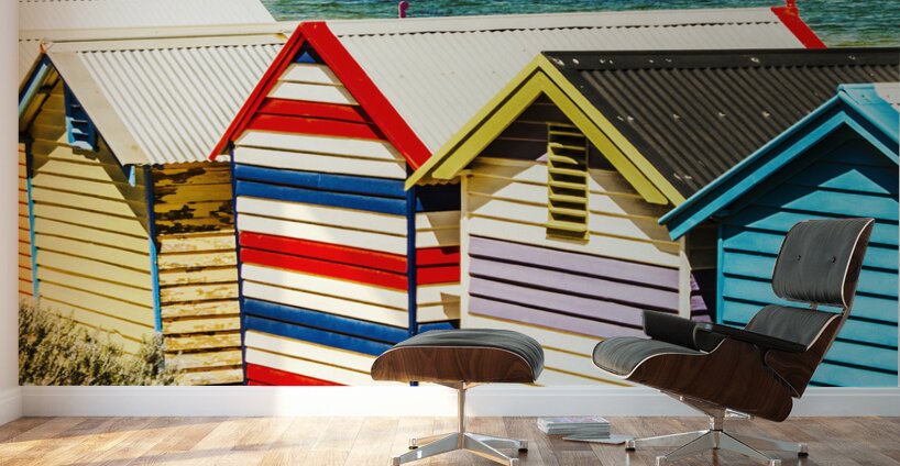 Retro beach boxes Wall Murals