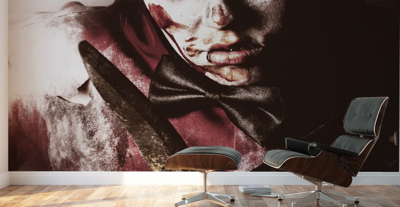 Spooky undead zombie gardener. Midnight pruning Wall Murals