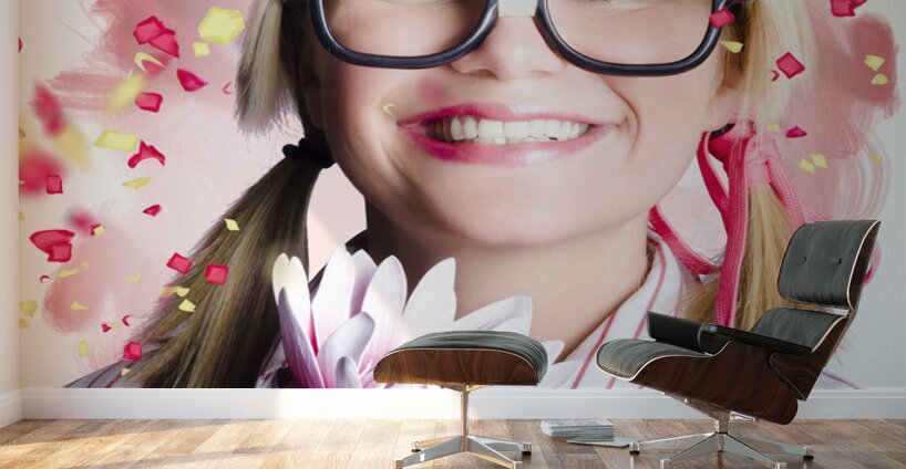 Romantic female nerd in a celebration of love Wall Murals