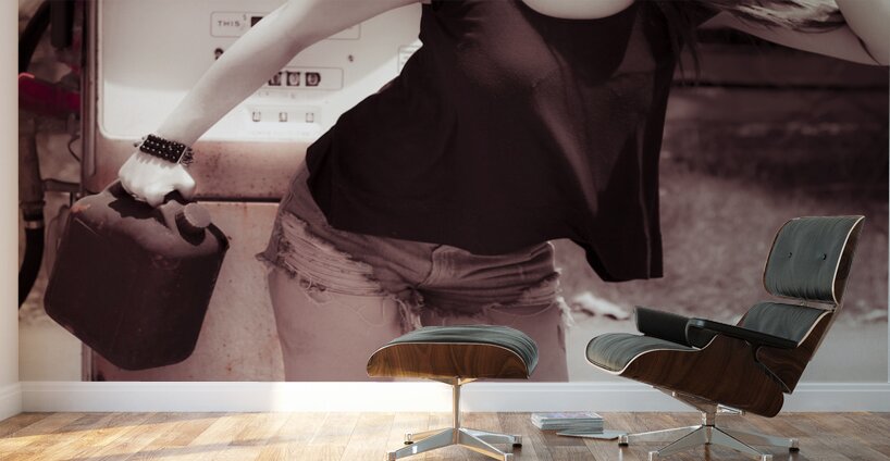 Old oil sales girl Wall Murals