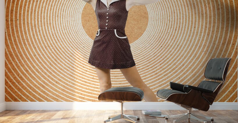 Cute retro pinup girl in time warp Wall Murals