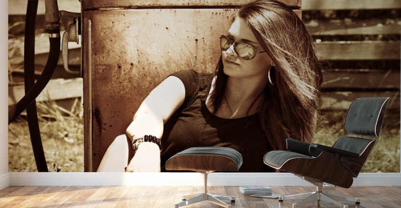 Vintage gas pump gal Wall Murals