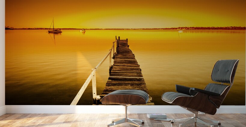 Rickety pier sunset Wall Murals