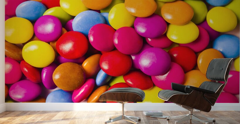 Colourful round candy balls closeup  Wall Murals