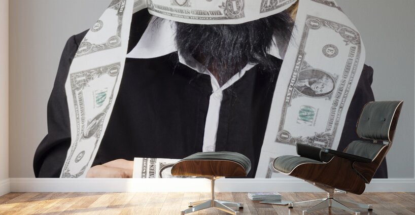 Woman wrapped in money Wall Murals