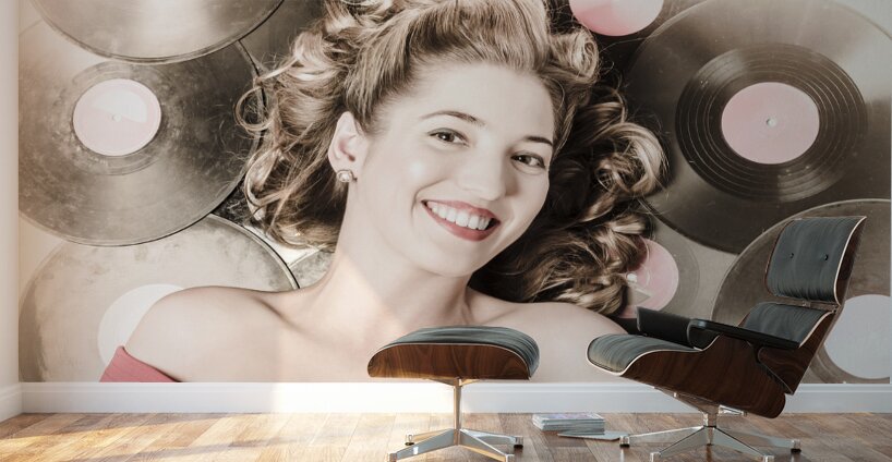 Retro pin-up woman with rocking hairstyle Wall Murals