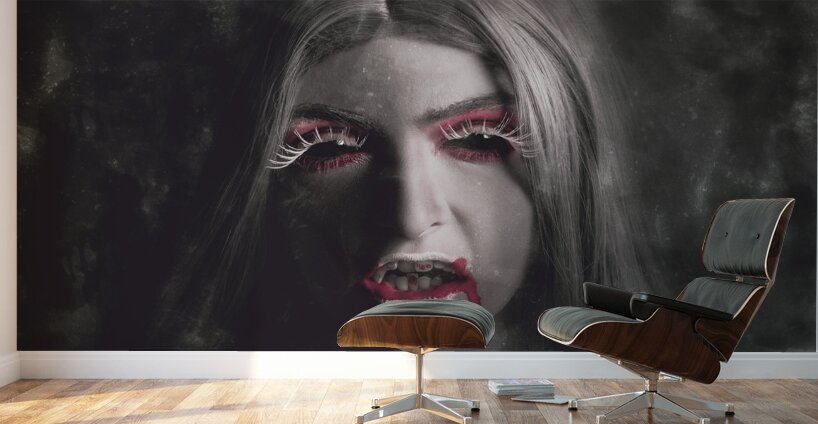 Sinister portrait of scary vampire woman Wall Murals