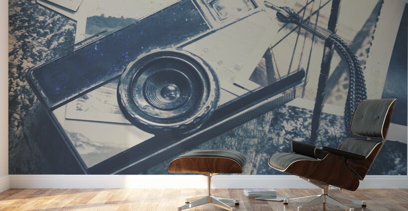 Retro camera and instant photos Wall Murals