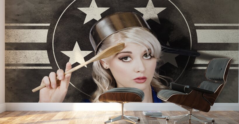 Bangers and MASH girl. Army pin up housewife Wall Murals