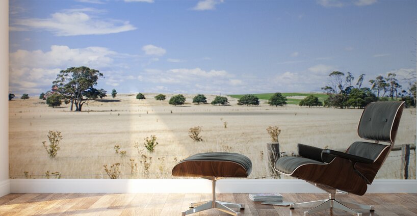 Arid agricultural landscape in South Tasmania Wall Murals