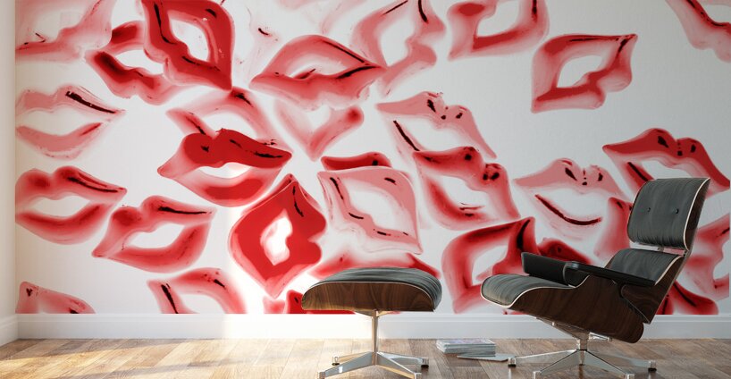Retro red lips Wall Murals