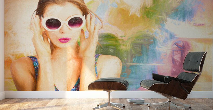 Fashion art pinup woman Wall Murals