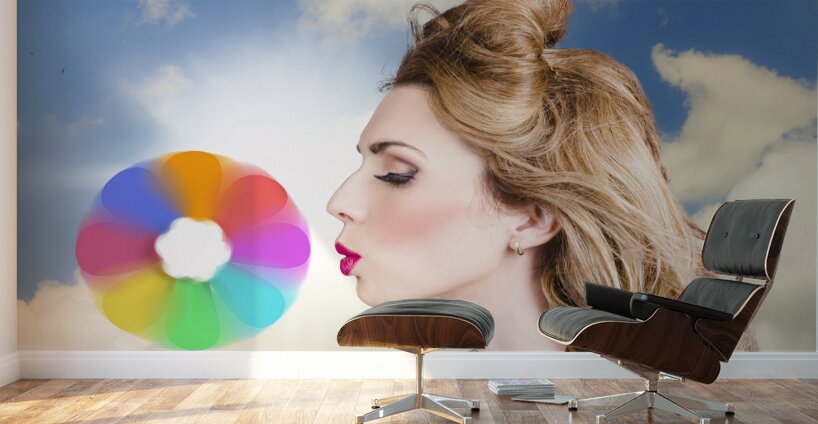 Makeup beauty girl blowing hair colors palette Wall Murals