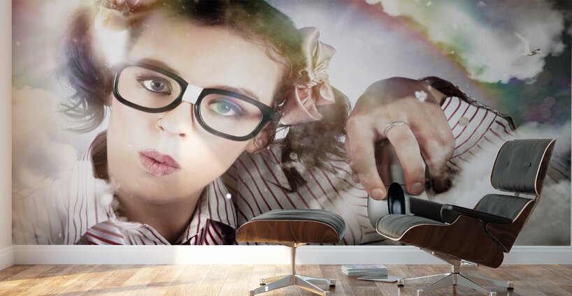 Technology Smart Woman Using Cloud Computing Wall Murals