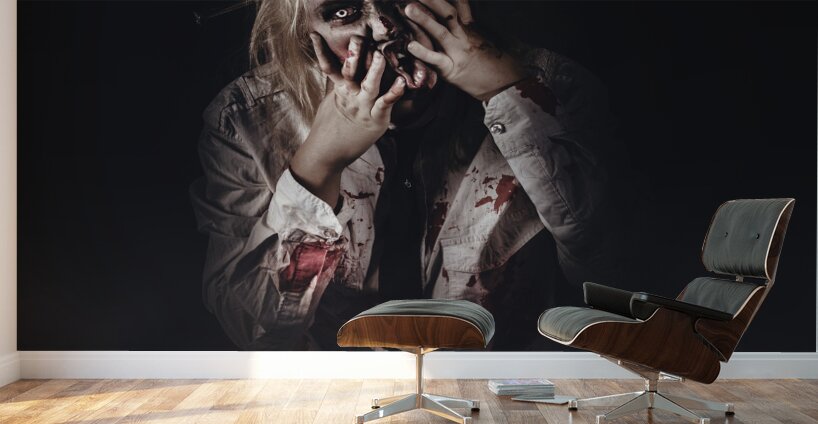 Dark halloween portrait. Scary evil zombie Wall Murals