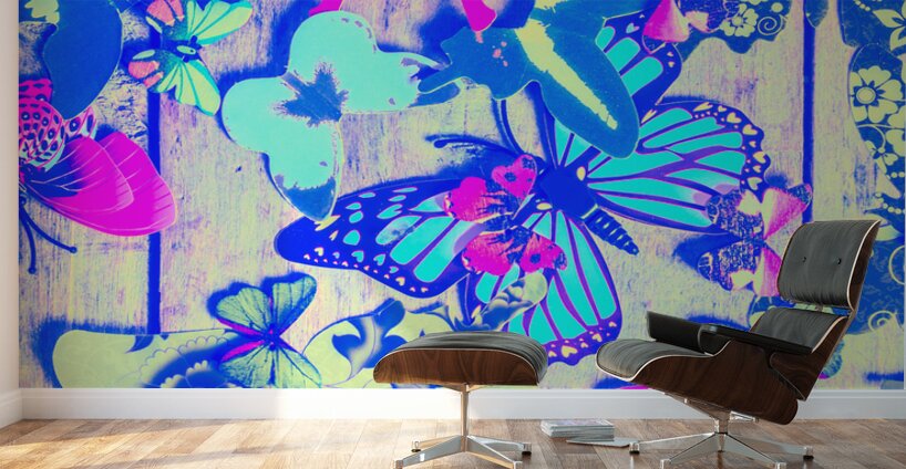 Pastel wings and button butterflies Wall Murals