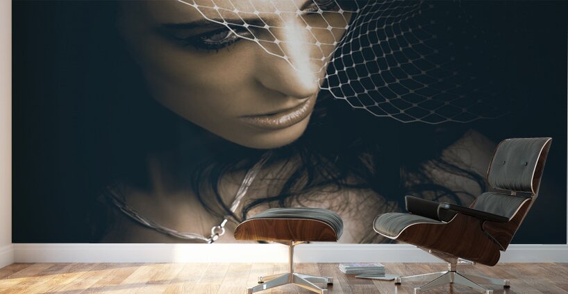 Close Up Portrait Of A Beautiful Vintage Bride Wall Murals