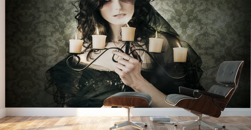 Beautiful Grunge Woman In Dark Vogue Fashion Style Wall Murals