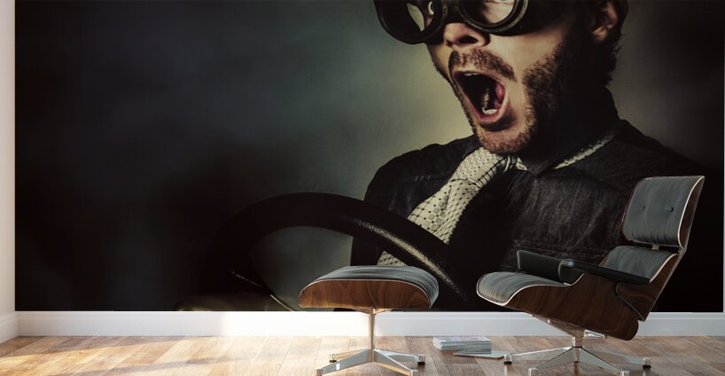 Crazy speed car driver Wall Murals