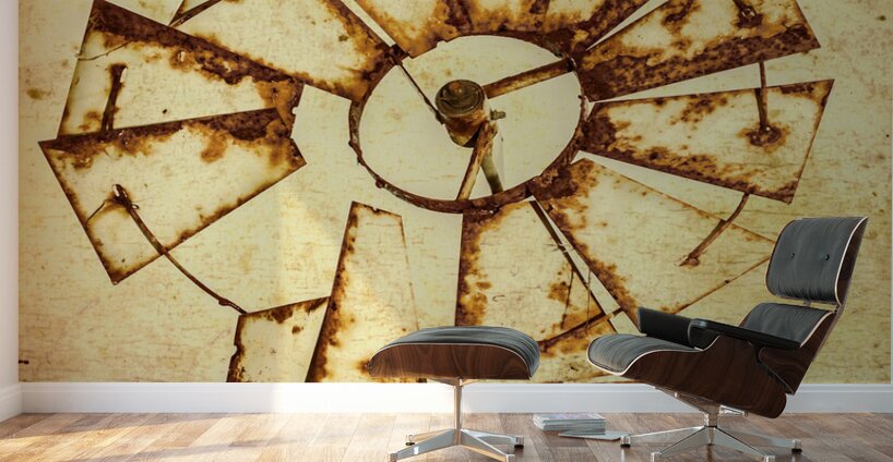 Vintage Rusty Farm Windmill Wall Murals