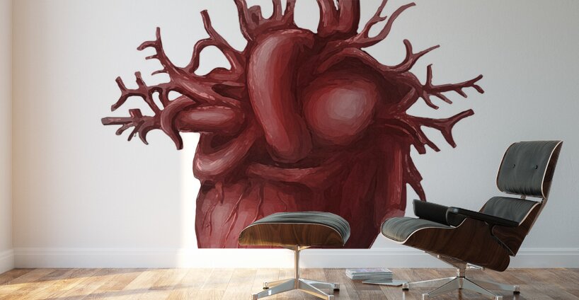 Human heart medical diagram isolated on white Wall Murals