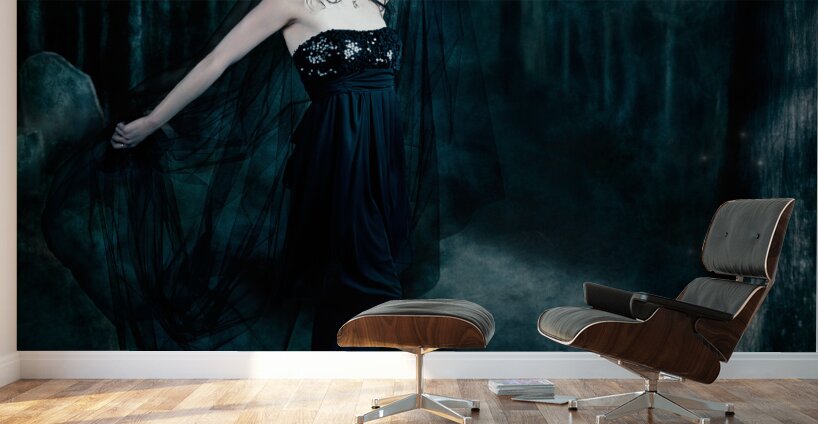 Moody portrait of an elegant mysterious woman Wall Murals