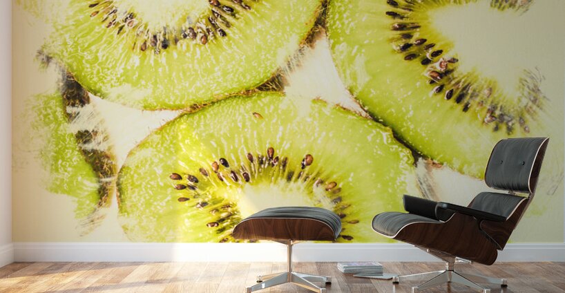 Full Frame Shot Of Fresh Kiwi Slices With Seeds Wall Murals