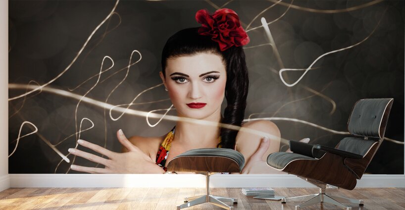 Beautiful girl in retro fashion style Wall Murals