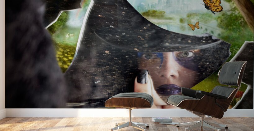 Mysterious jester found wonderland in a reflection Wall Murals