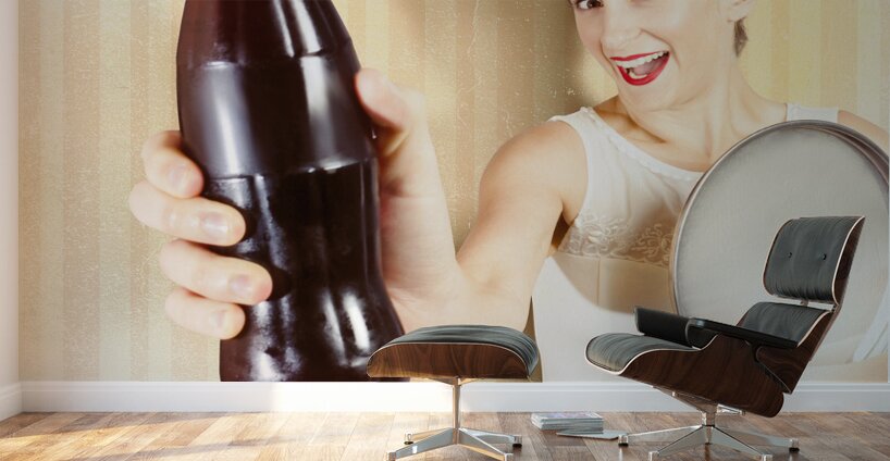Female pin-up waiter serving drink at summer party Wall Murals