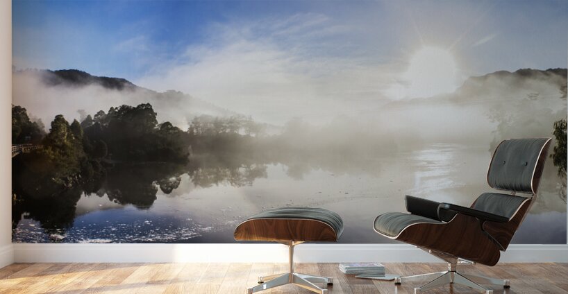 Early morning mist on Lake Rosebery Tasmania Wall Murals