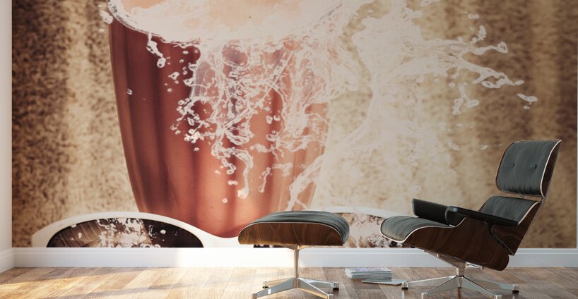 Beach milkshake with a strawberry splash Wall Murals