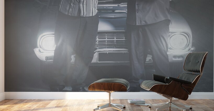 2 male gangsters meeting in dark alleyway Wall Murals