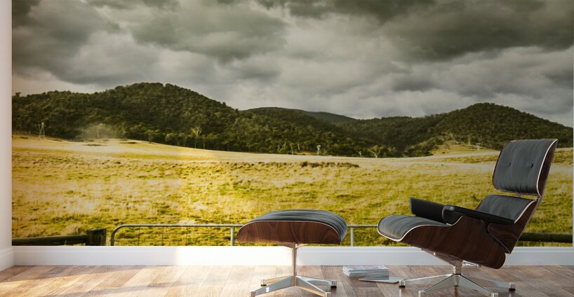 Storm covered winter farmland Wall Murals