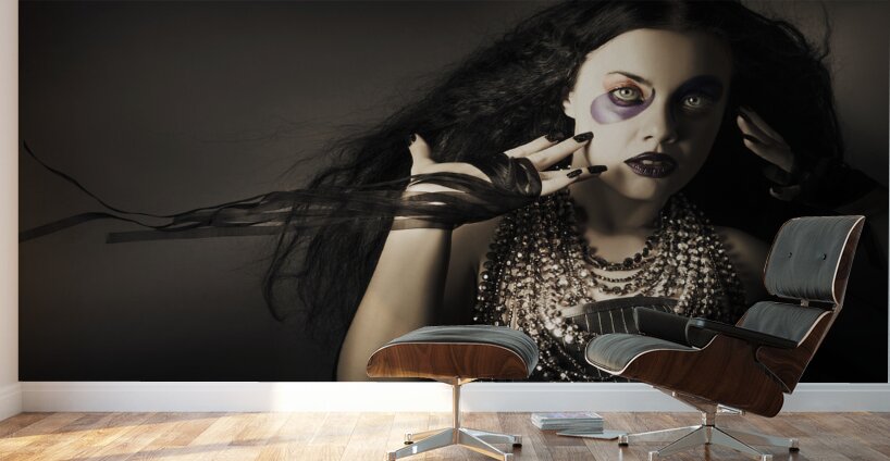 Dark beauty woman. Rich jewellery and Black Nails Wall Murals