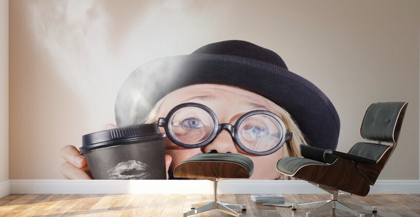 businessperson holding disposable coffee cup Wall Murals