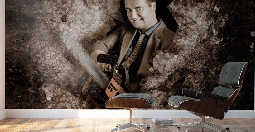 Businessman hero leading way. Strength and courage Wall Murals