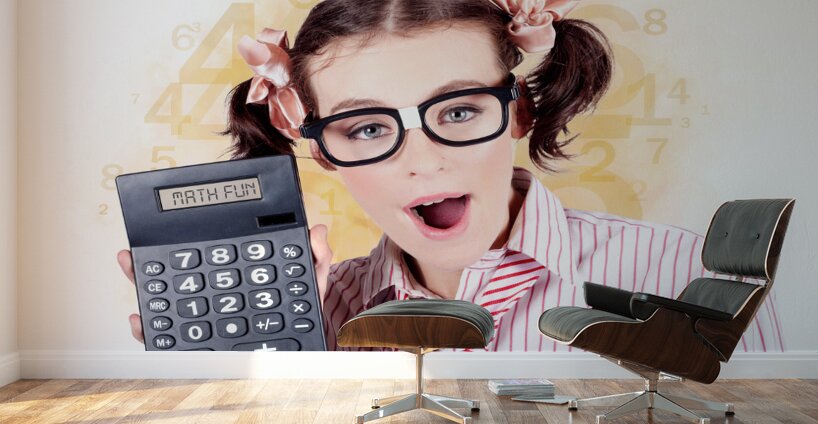 Education Math Tutor Holding Numbers Calculator Wall Murals