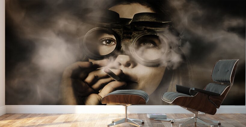 Steampunk welder smoking cigarette Wall Murals