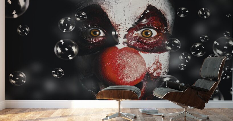 Scary horror circus clown laughing with evil smile Wall Murals