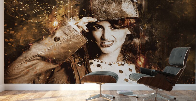 Tough pin up soldier Wall Murals
