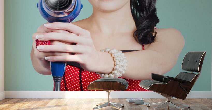 Hairdresser woman shooting a cool haircut in style Wall Murals